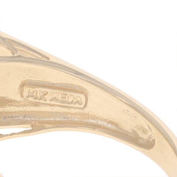 Yellow Gold Emerald & Diamond Cluster Cocktail Ring - 14k Round 1.24ctw - Picture 6 of 6